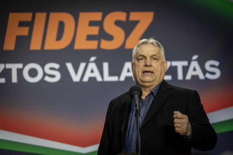 21 March 2026 Hungary, Miskolc. Parliamentary elections. Prime Minister and FIDESZ leader Viktor Orbán at an election rally.