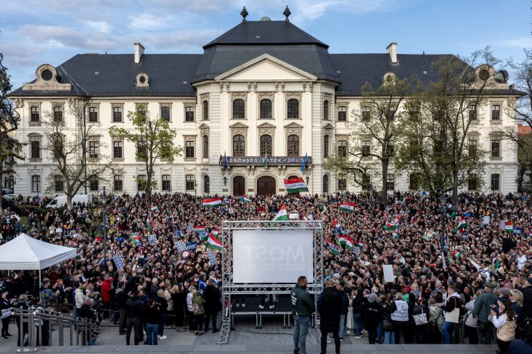 10 April 2026 Eger, Hungary, parliamentary elections. Election rally of the opposition party TISZA and its leader, Péter Magyar.