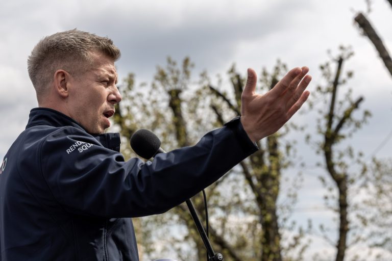 10 April 2026 Hatvan, Hungary, parliamentary elections. Election rally of the opposition party TISZA and its leader, Péter Magyar.