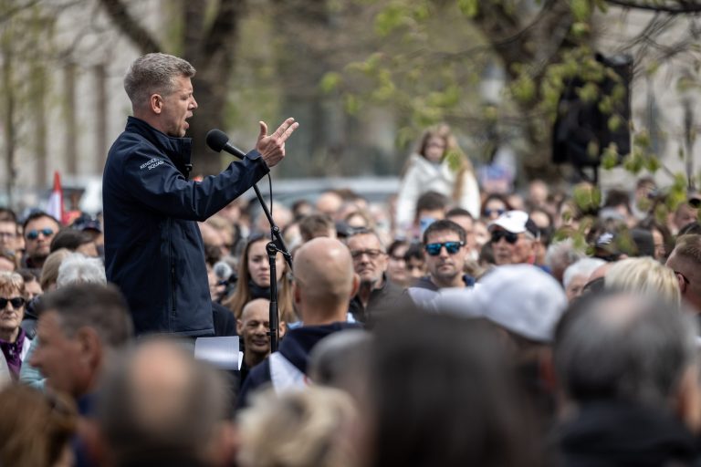 10 April 2026 Hatvan, Hungary, parliamentary elections. Election rally of the opposition party TISZA and its leader, Péter Magyar.