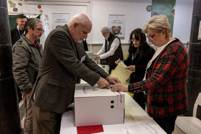 12 April 2026, Budapest, Hungary. Parliamentary election day. Immediately after the polling station opened, the ballot boxes were sealed by members of the electoral commission in the presence of the first voter.