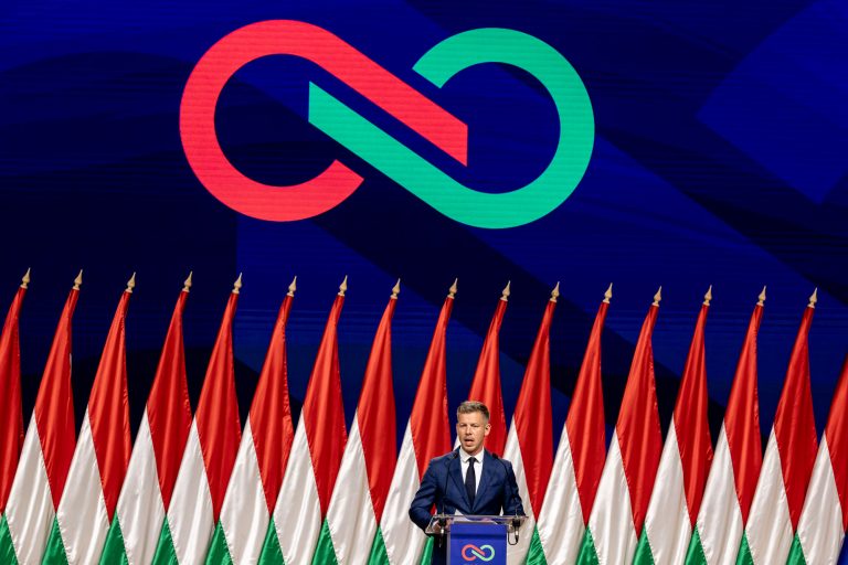 13 April 2026, Budapest, Hungary. Péter Magyar’s press conference the day after his victory in the parliamentary elections. His party, TISZA, won 138 seats in the 199-member National Assembly, securing a constitutional majority (two-thirds).