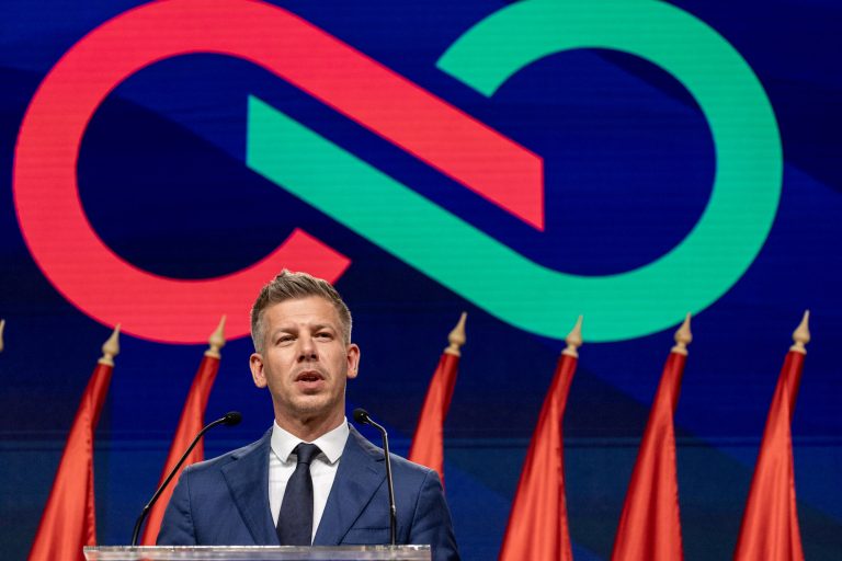 13 April 2026, Budapest, Hungary. Péter Magyar’s press conference the day after his victory in the parliamentary elections. His party, TISZA, won 138 seats in the 199-member National Assembly, securing a constitutional majority (two-thirds).