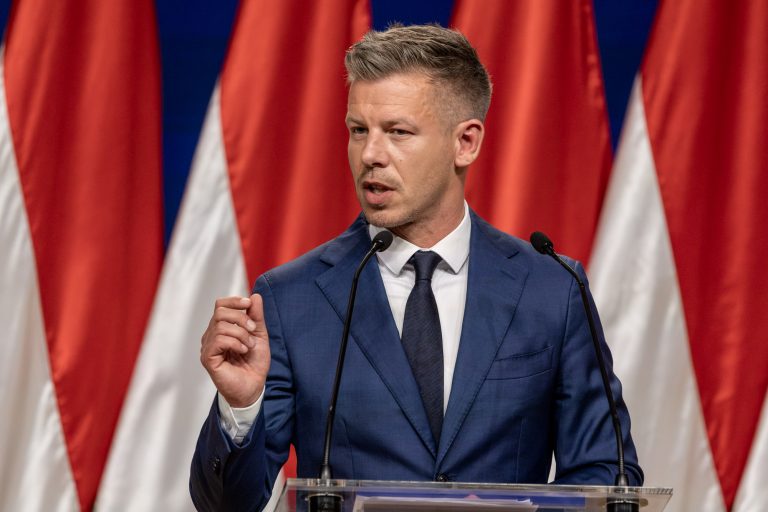 13 April 2026, Budapest, Hungary. Péter Magyar’s press conference the day after his victory in the parliamentary elections. His party, TISZA, won 138 seats in the 199-member National Assembly, securing a constitutional majority (two-thirds).