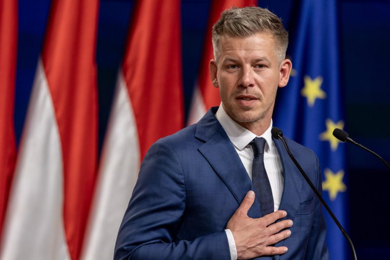 13 April 2026, Budapest, Hungary. Péter Magyar’s press conference the day after his victory in the parliamentary elections. His party, TISZA, won 138 seats in the 199-member National Assembly, securing a constitutional majority (two-thirds).