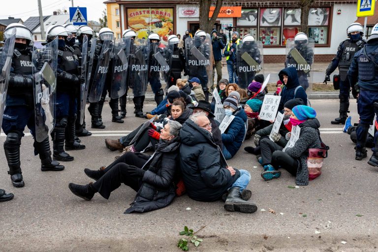 19 February 2022, Hajnówka. An attempt to block a nationalist march organised by Obywatele RP in honour of Romuald Rajs ‘Bury’, whose unit murdered 79 residents of nearby villages in February 1946.
