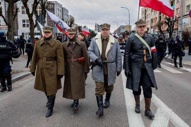19 February 2022, Hajnówka. A nationalist march organised by Obywatele RP in honour of Romuald Rajs ‘Bury’, whose unit murdered 79 residents of nearby villages in February 1946.