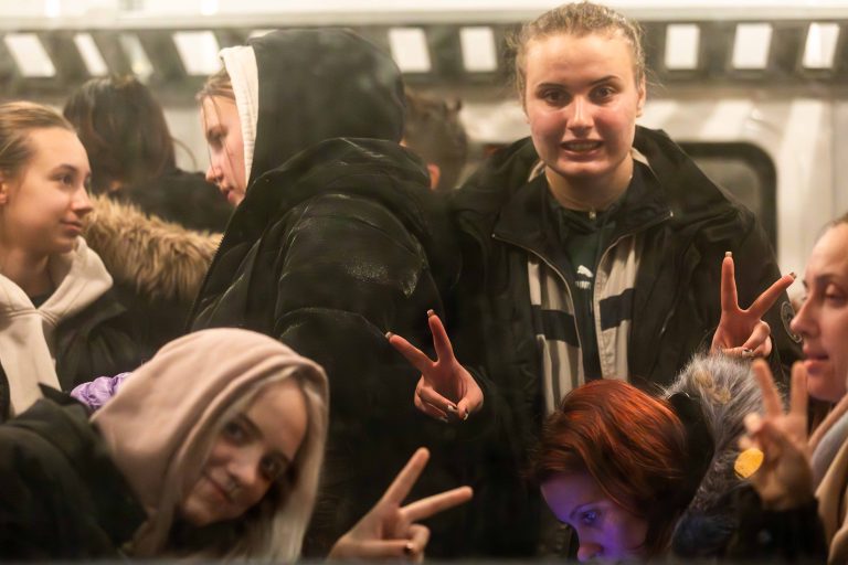 1 March 2022, Przemyśl, railway station. Refugees who arrived by train from Lviv. They come from various cities in Ukraine, including Kharkiv, Kyiv and Lviv. They fled their cities under fire and Russian bombing. Some of them have no acquaintances or friends in Poland or in any European country.