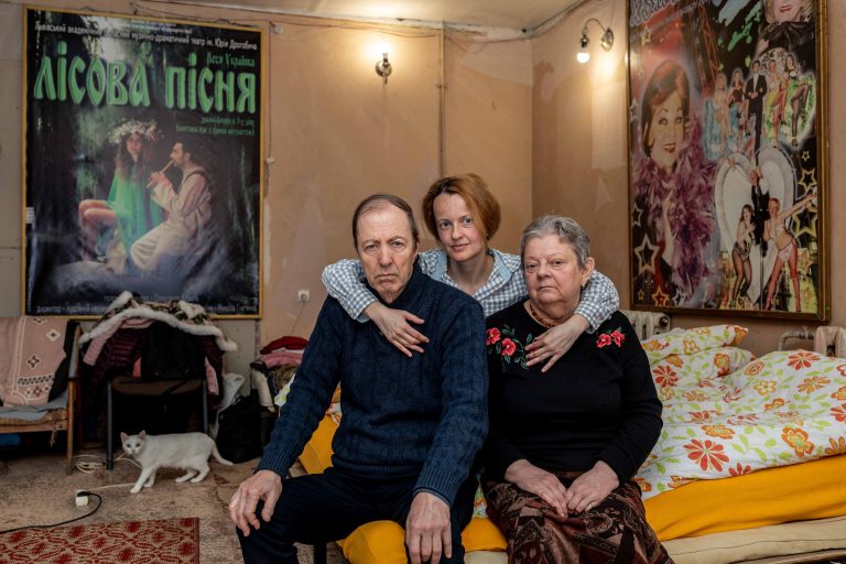 3 April 2022, a family of actors at the Yuriy Drohobych Lviv Regional Academic Music and Drama Theatre.