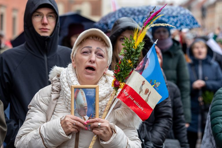 2 April 2023, Warsaw, Marszałkowska Street. The National Papal March organised by conservative Catholic groups in response to a TVN report which suggested that Bishop Karol Wojtyła had covered up cases of paedophilia among priests.