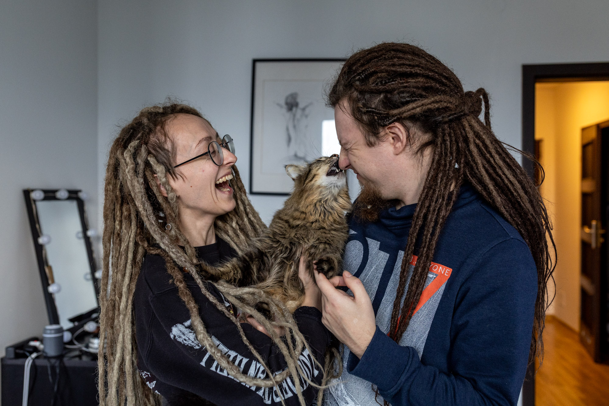 Piatro and Yulia Marchenka at home