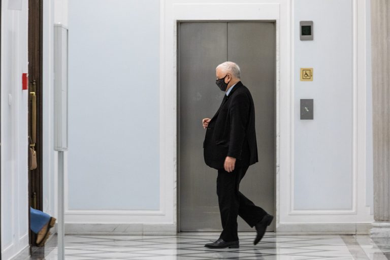9 February 2022, Warsaw, 48th session of the Parliament, Jarosław Kaczyński, leader of PiS (Law and Justice), in the Sejm corridor.