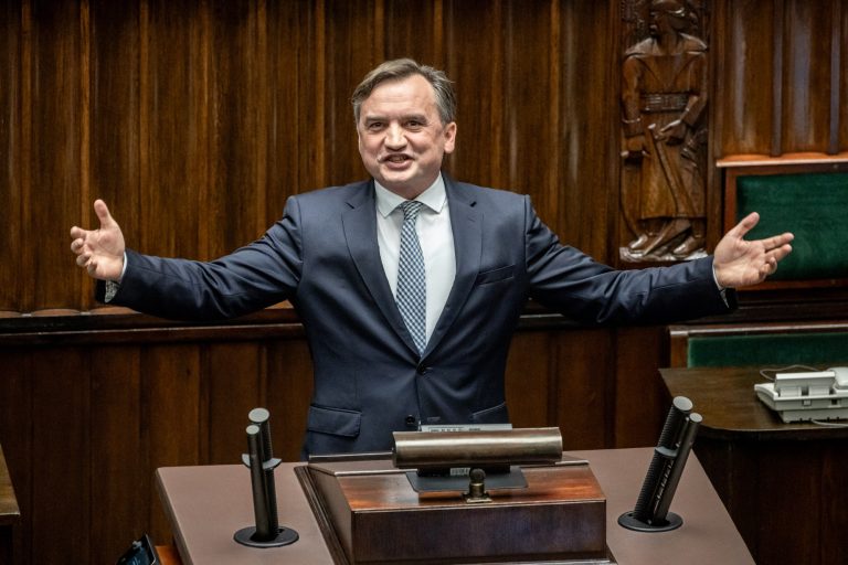 14 November 2023, Warsaw. The second day of the first session of the 10th Parliament. The election of MPs to the National Council of the Judiciary against the backdrop of the dispute over the politicisation of the NCJ following the judicial reforms introduced by PiS governments. Below: Zbigniew Ziobro, former Minister of Justice and Prosecutor General, MP for PiS (Law and Justice).